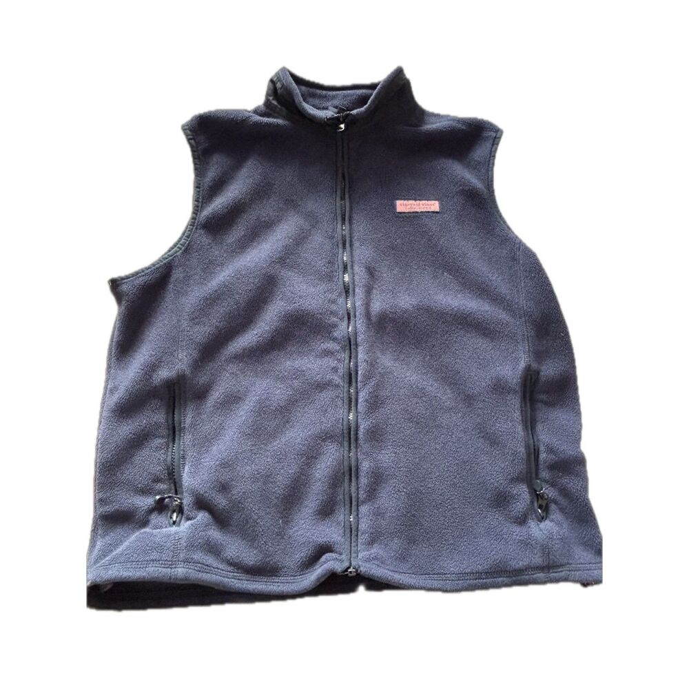 Vineyard Vines Navy Fleece Vest Mens Medium Full Zip Martha’s Vineyard - Picture 2 of 7
